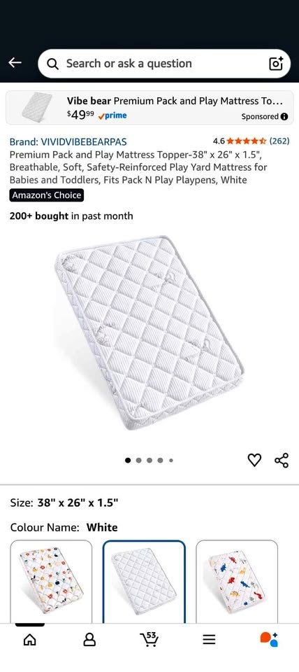 Premium Pack and Play Mattress Topper - 38" x 26" x 1.5"