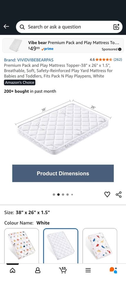 Premium Pack and Play Mattress Topper - 38" x 26" x 1.5" - photo 2