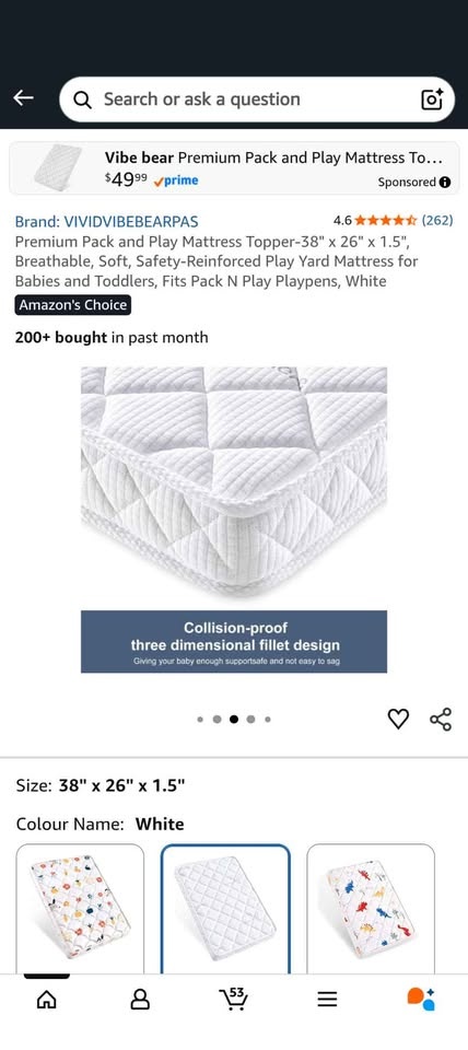 Premium Pack and Play Mattress Topper - 38" x 26" x 1.5" - photo 3
