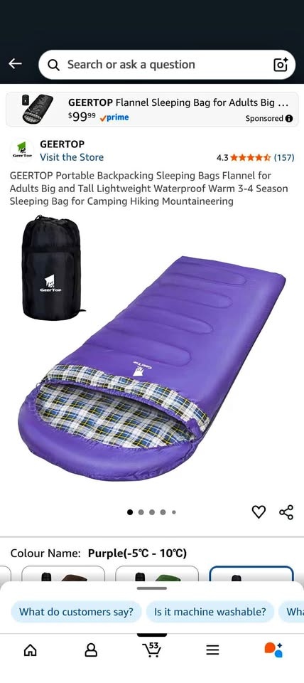 GEERTOP Portable Backpacking Sleeping Bags Flannel Adults Big Ta