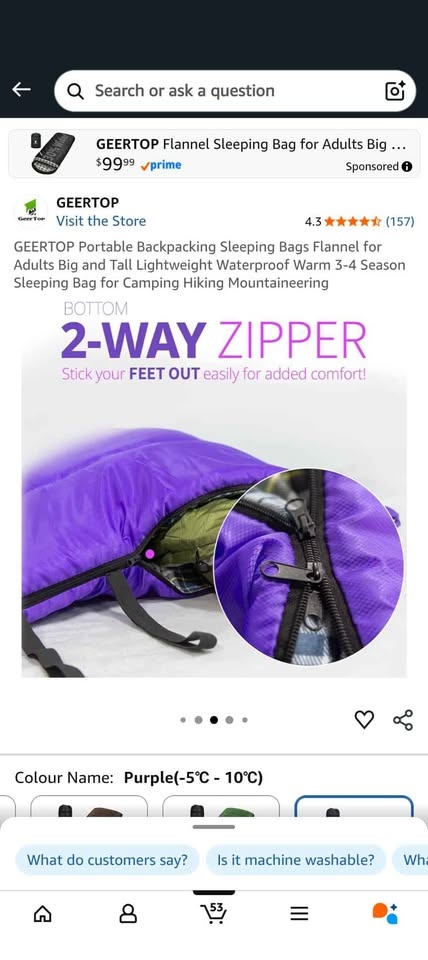 GEERTOP Portable Backpacking Sleeping Bags Flannel Adults Big Ta - photo 2