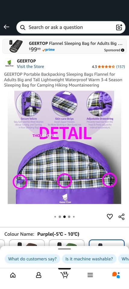 GEERTOP Portable Backpacking Sleeping Bags Flannel Adults Big Ta - photo 4