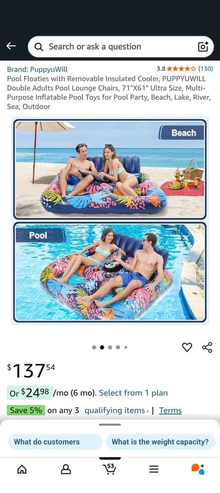 Double Pool Float w/ Cooler 71"x61" with/without electric pump - photo 2