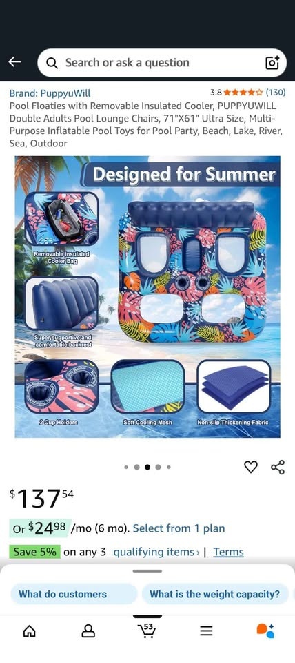 Double Pool Float w/ Cooler 71"x61" with/without electric pump - photo 3