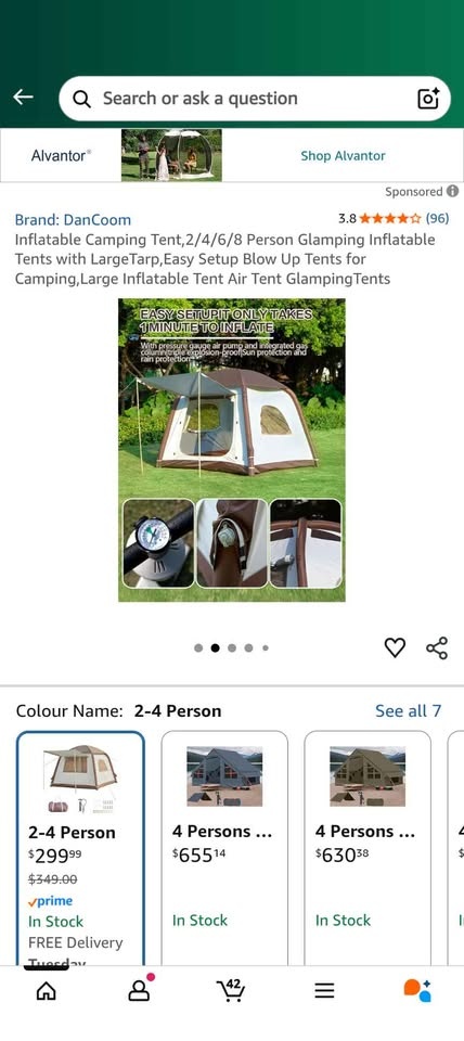 Inflatable Camping Tent, 2-4 Person Glamping Tent - photo 2