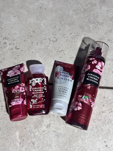 Bath and Body Works Japanese Cherry Blossom - Full Size 4 Pc New