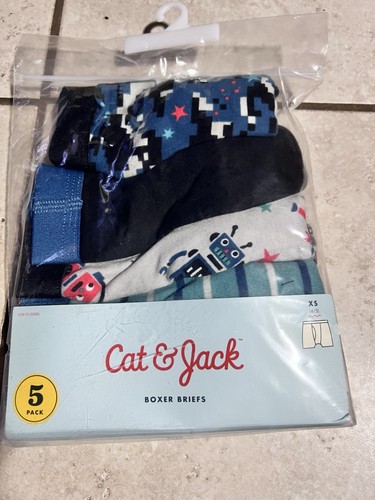 CAT & JACK - NEW - 6 PACK - BOY'S SIZE XS (4/5) - 100% COTTON BO