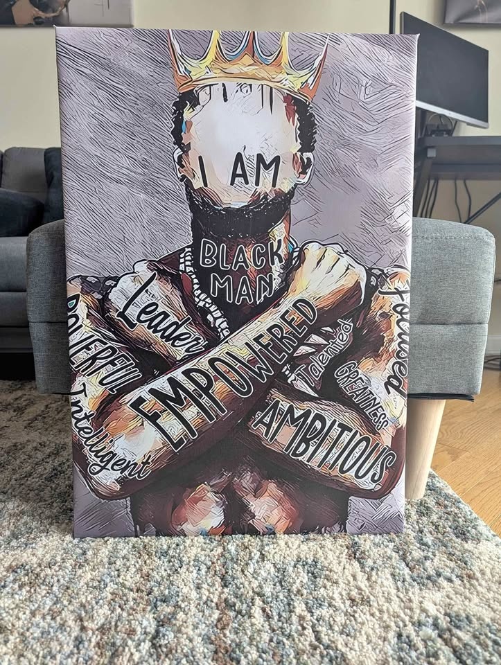 Afro Man Inspirational Canvas Wall Art 17.5" x 25.5"