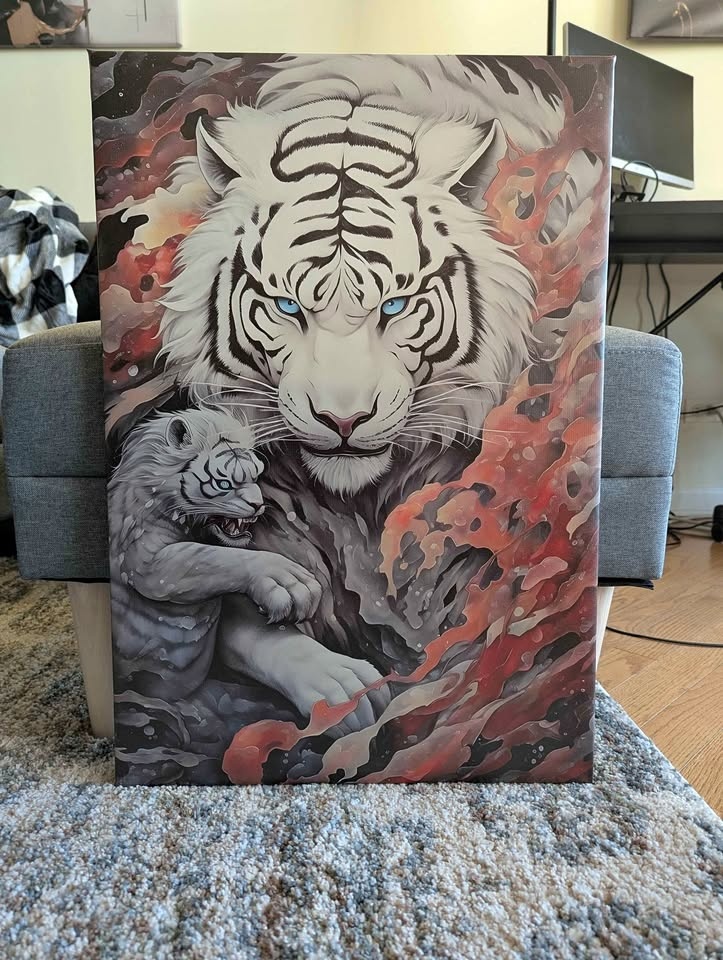 White Tiger Canvas Wall Art 17.5" x 25.5"