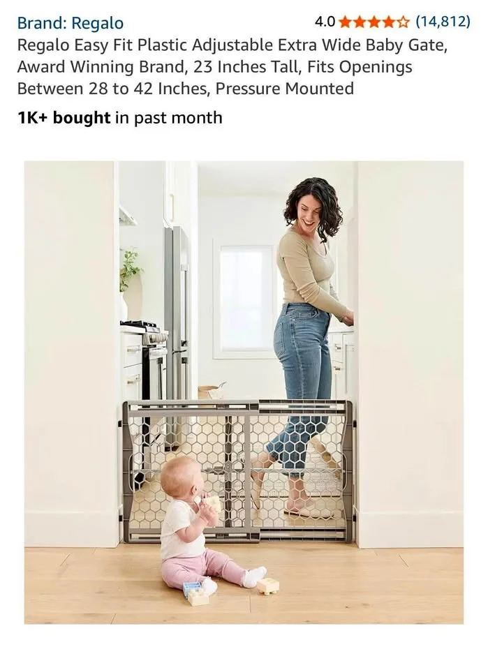 Regalo Easy Fit Adjustable Extra Wide Baby Gate thumbnail
