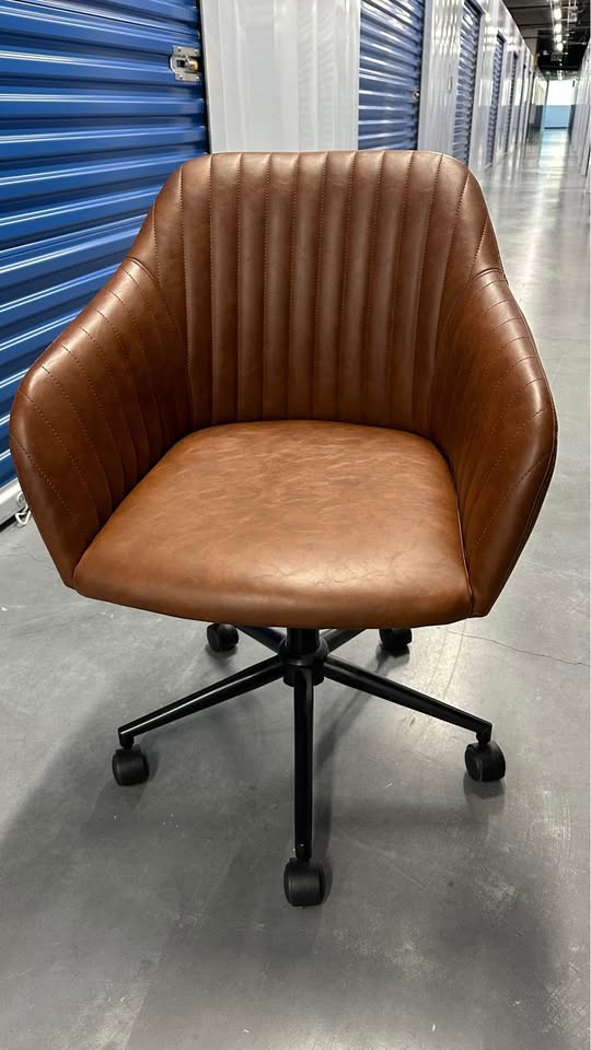 Stylish Brown Faux Leather Office Chair - photo 3
