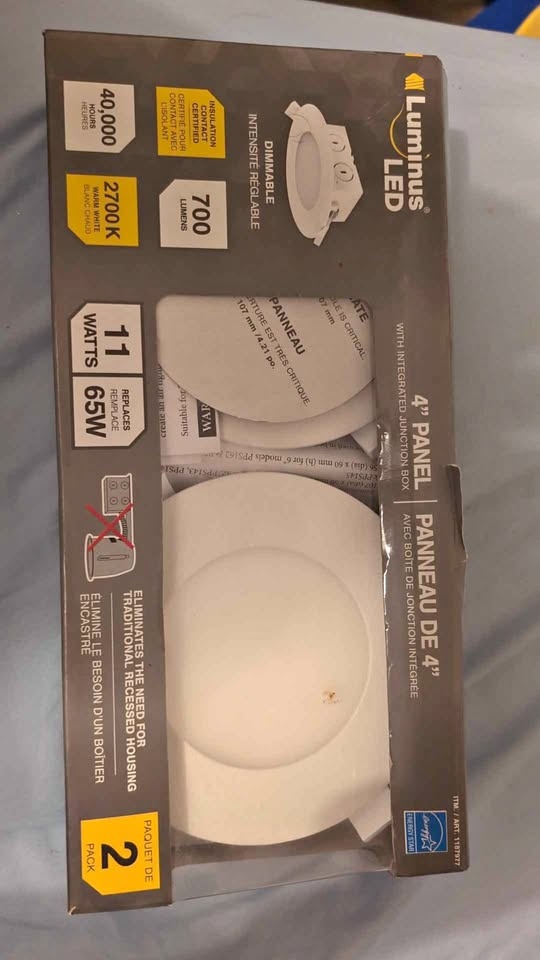 Luminus 4" LED Slim Panel Lights - 2 Pack (Dimmable/Warm White)