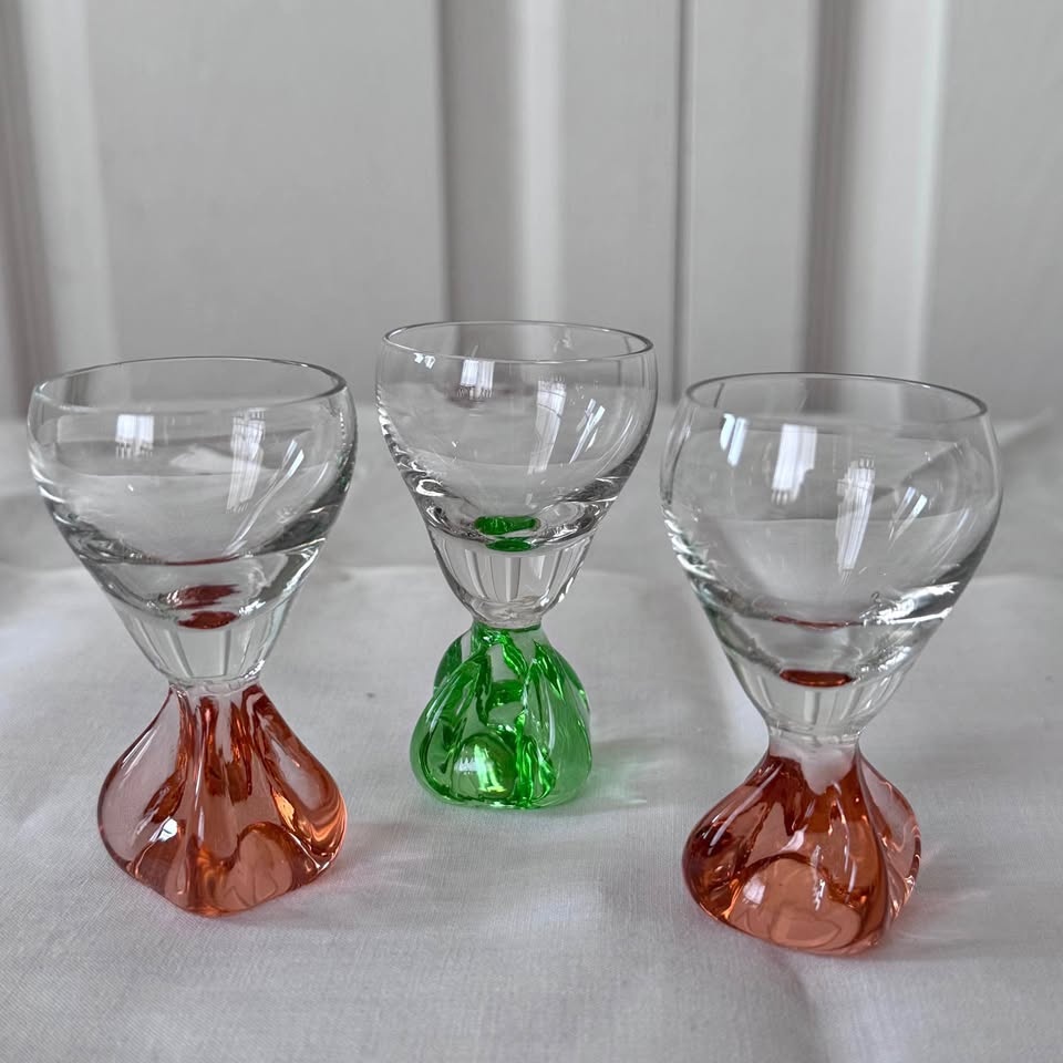 Vintage Hand Blown Weighted Cordial Glasses