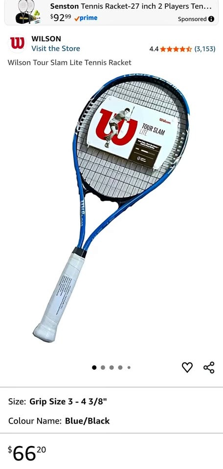 Wilson Tour Slam Lite Tennis Racket & Propenn Balls