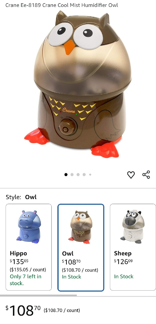 Crane Cool Mist Humidifier Owl