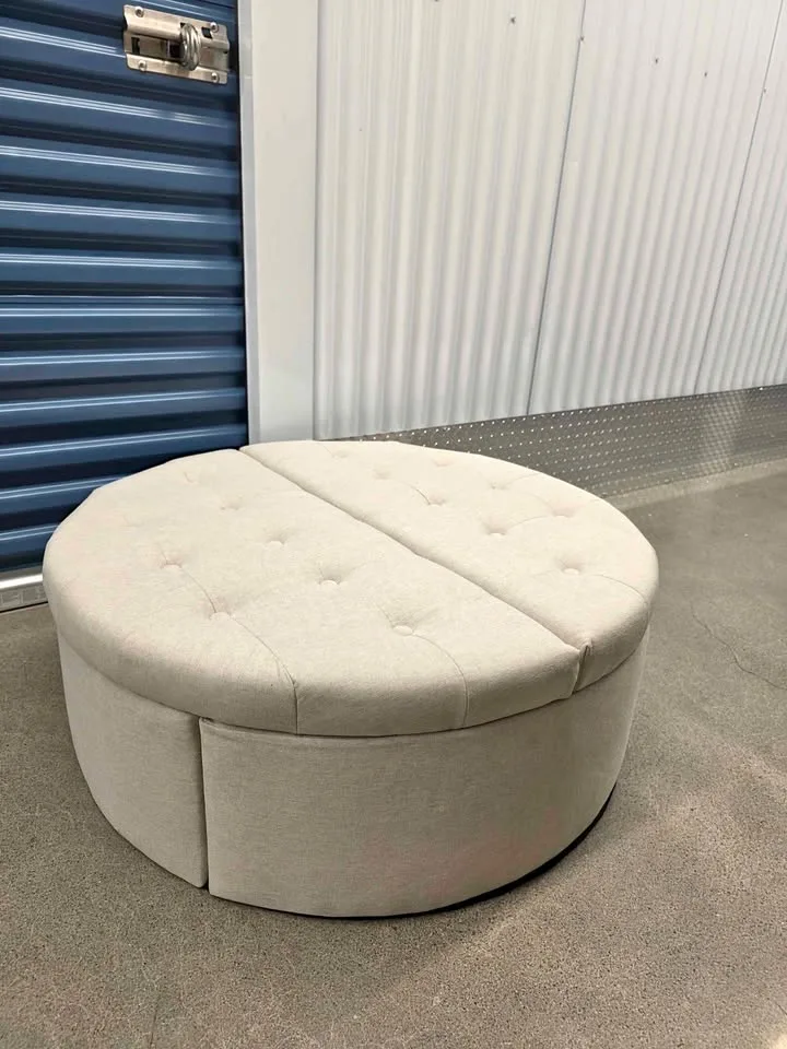 Modern Round Ottoman Coffee Table with Storage – Brand New! thumbnail