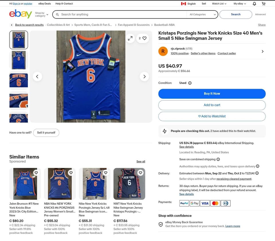 Kristaps Porzingis NY Knicks Size 40 Men’s S Nike Swingman - photo 4