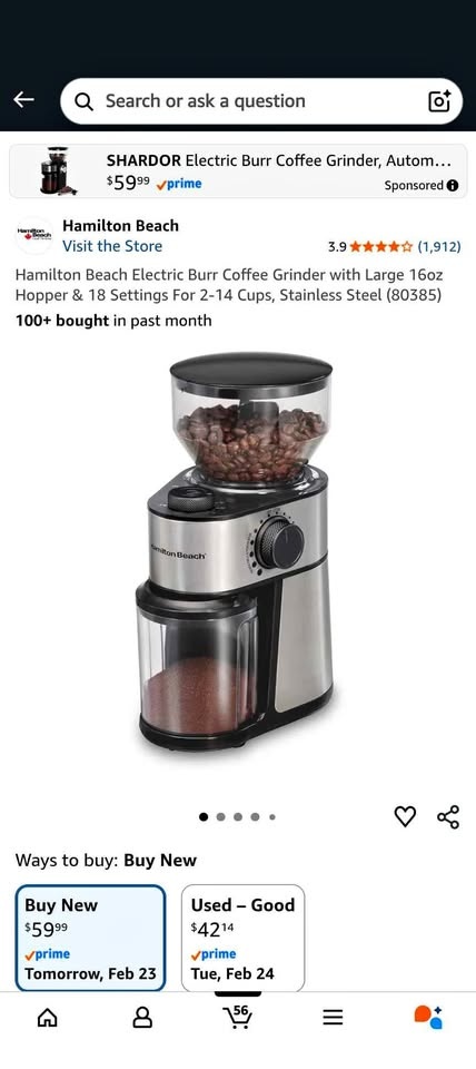 Hamilton Beach Burr Coffee Grinder