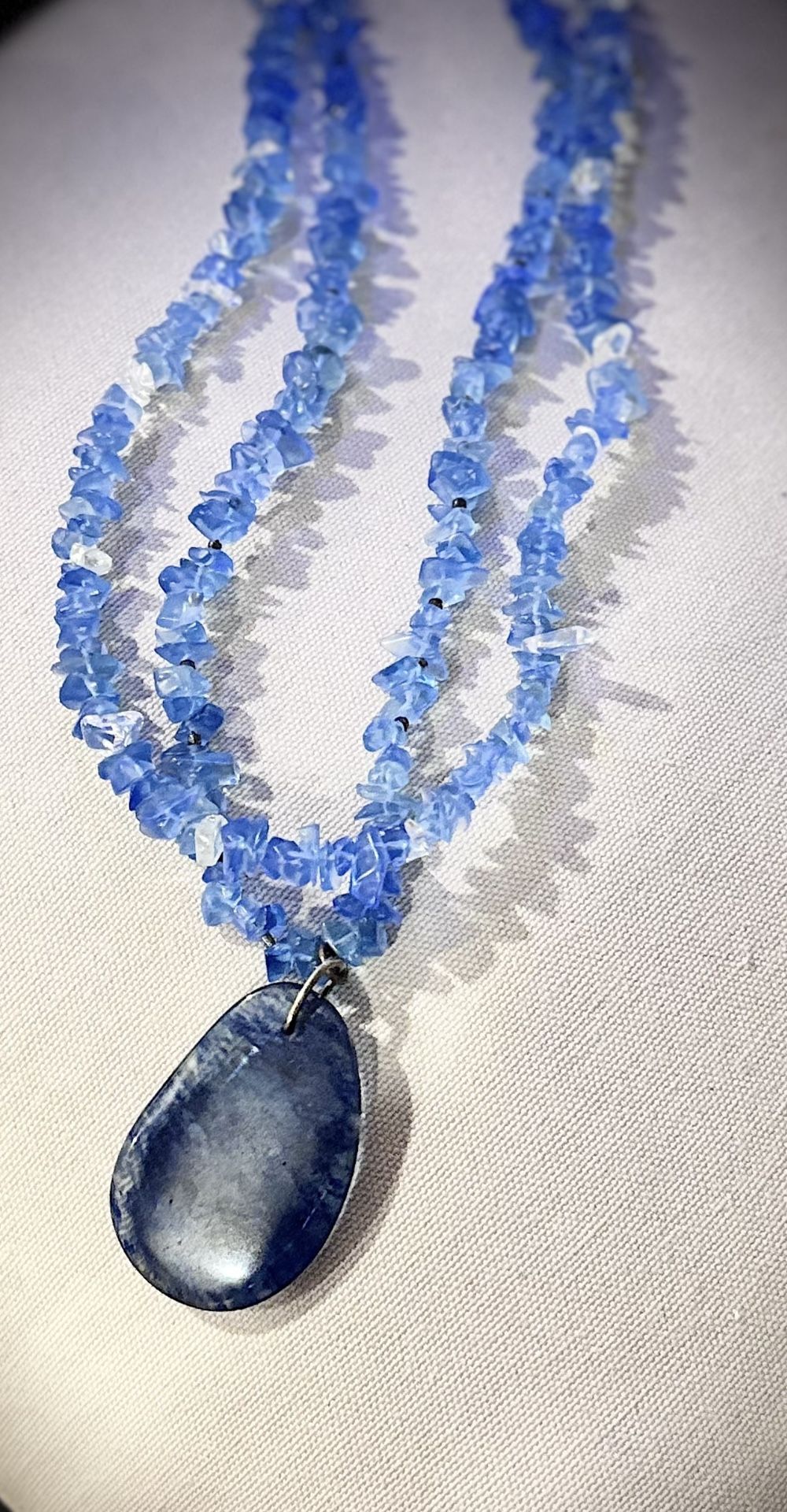 Blue Quartz Statement Necklace – Hand-Strung, One of a Kind