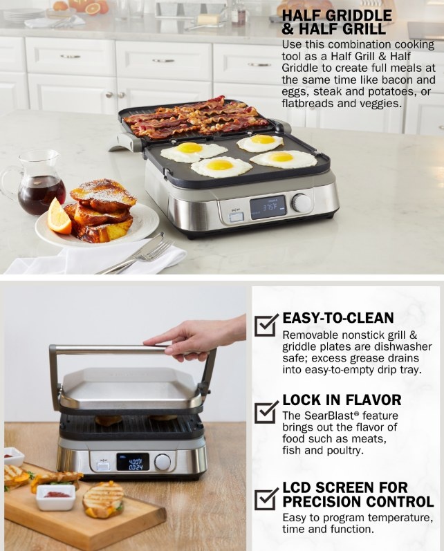 New Cuisinart Electric Griddler, 5-in-1 Functions, LCD Display - photo 5