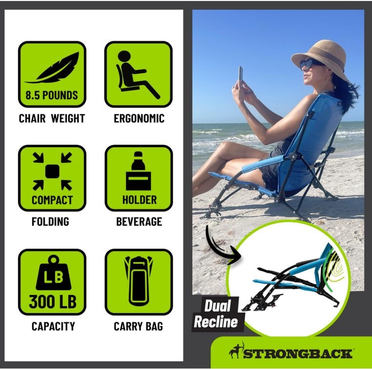 New STRONGBACK Low Gravity Recliner Beach Chair - Heavy Duty - photo 5