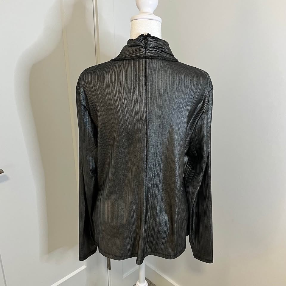 ELIE TAHARI Black & Silver Metallic Long Sleeve Women’s Shirt - - photo 3