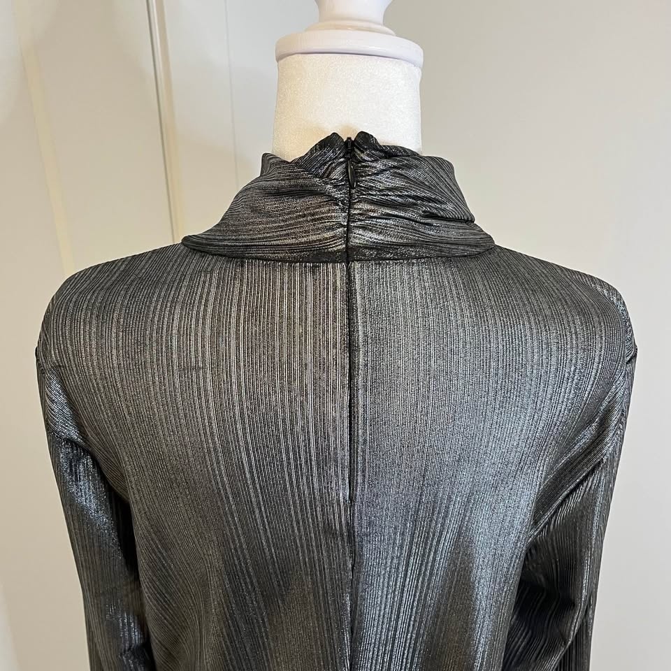 ELIE TAHARI Black & Silver Metallic Long Sleeve Women’s Shirt - - photo 4