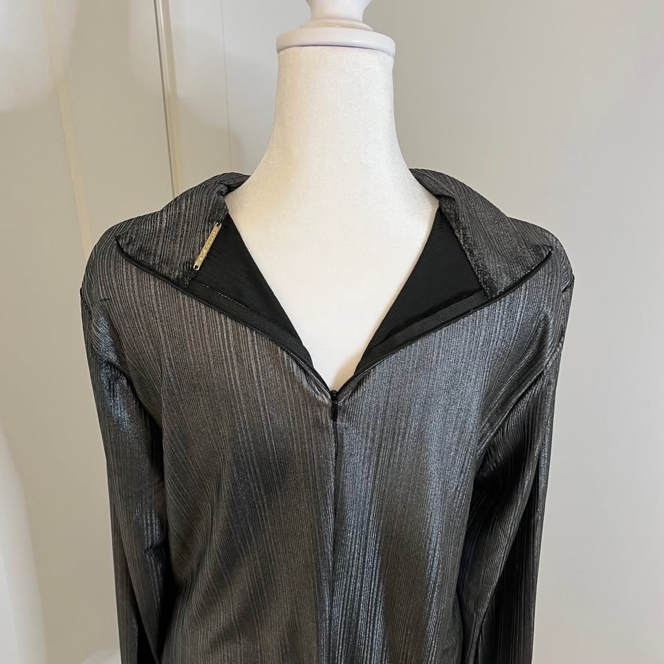 ELIE TAHARI Black & Silver Metallic Long Sleeve Women’s Shirt - - photo 5