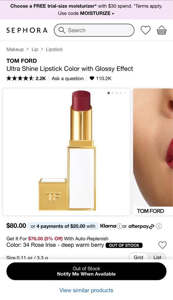 Tom Ford lipstick 34 Rose Irise - photo 3