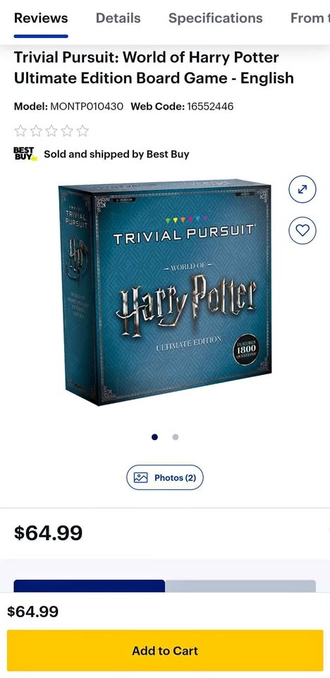 Trivial Pursuit: World of Harry Potter Ultimate Edition Board Ga