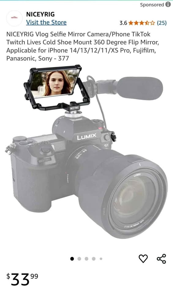 NICEYRIG Vlog Selfie Mirror for Camera/Phone - New