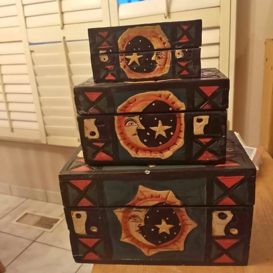 Vintage Painted Wooden Nesting Boxes