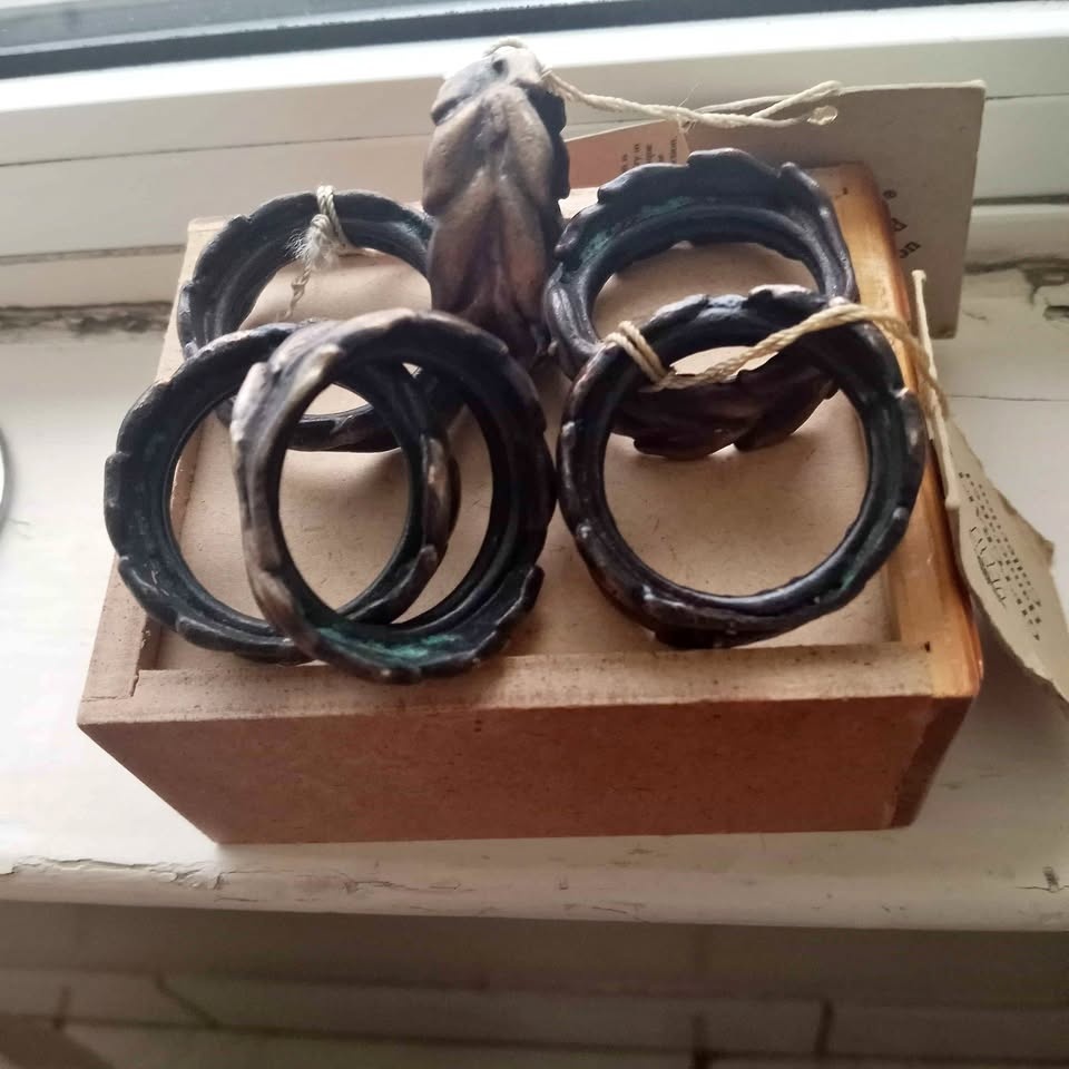 Handmade Antique Bronze Napkin Rings - Set of 6