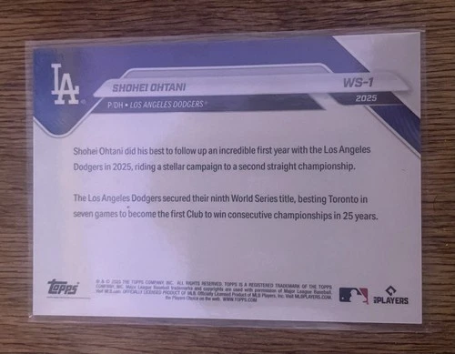 2025 Topps Now Shohei Ohtani World Series Dodgers WS-1 - photo 2