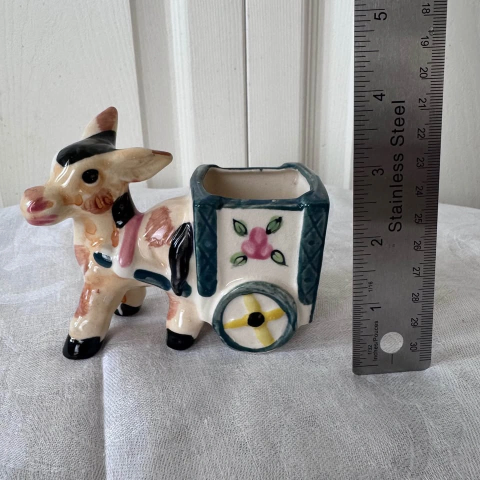 Vintage donkey and cart planter - photo 5
