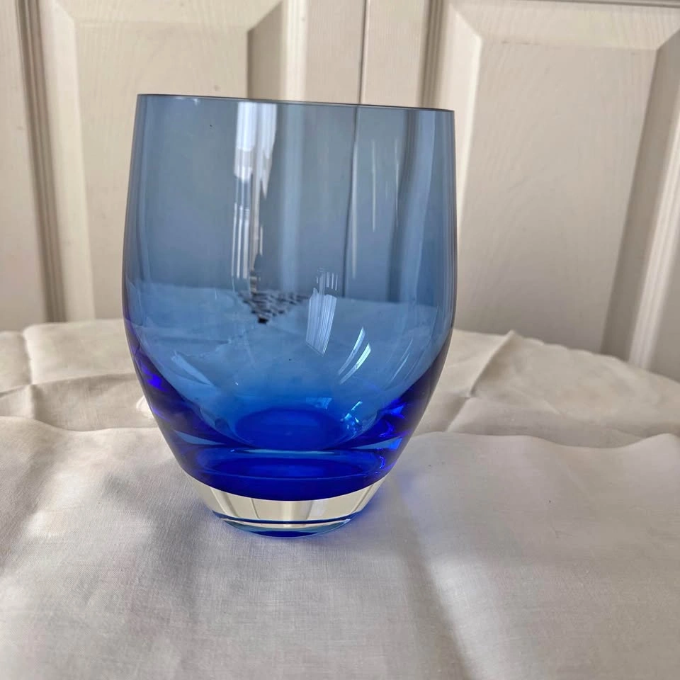 Vintage blue art glass vase