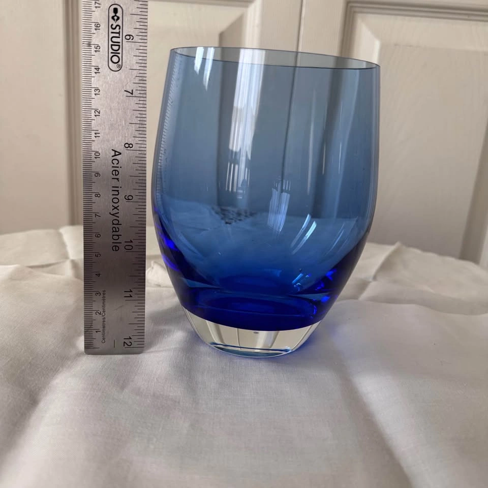 Vintage blue art glass vase - photo 5