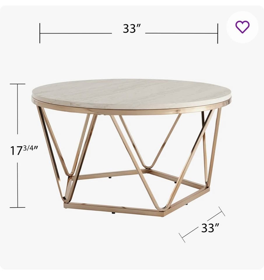 Wayfair Orren Ellis Trygve Coffee Table – Faux Marble Top + Gold - photo 3