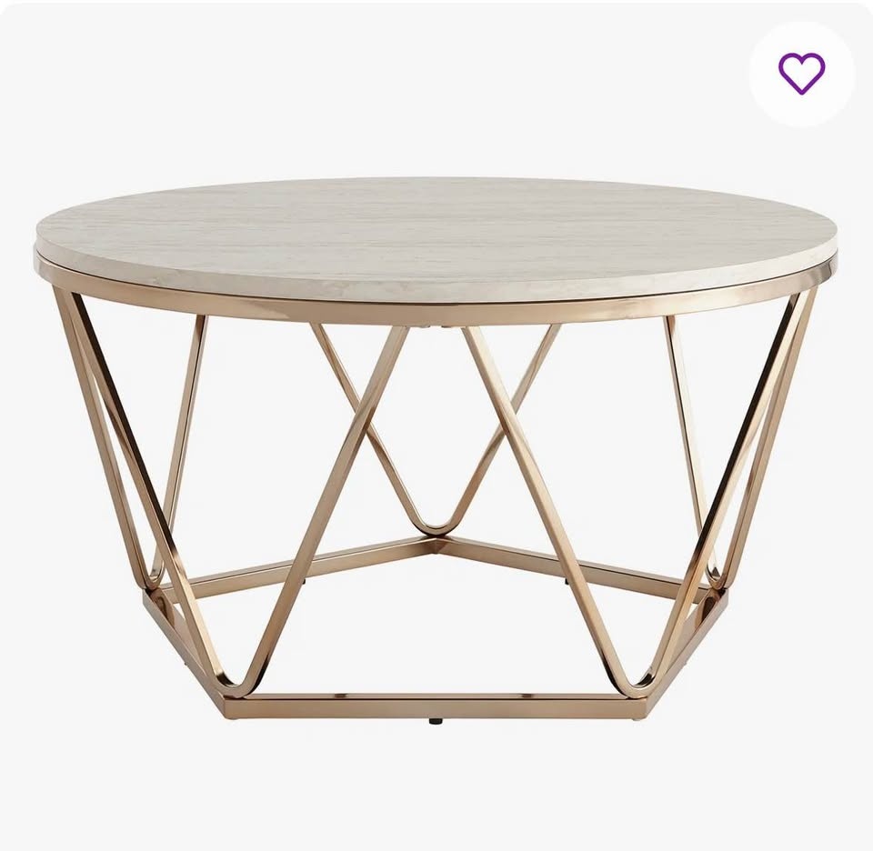 Wayfair Orren Ellis Trygve Coffee Table – Faux Marble Top + Gold - photo 4