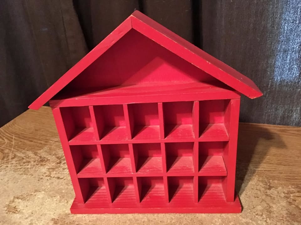 Western Germany Wood Wall Shelf Shadow Box House Shaped