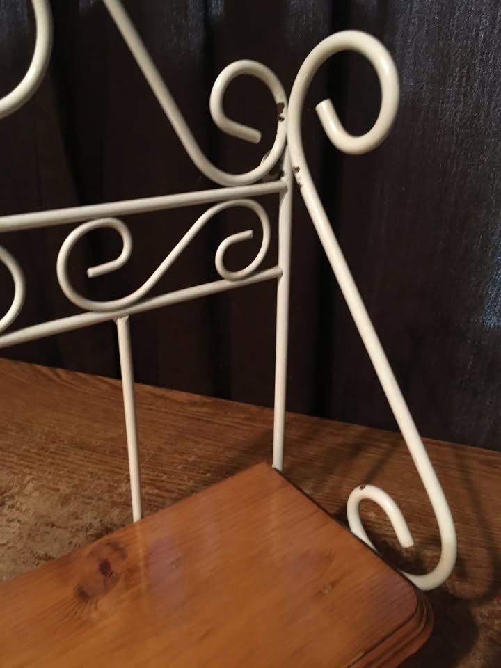 Vintage Farmhouse Cottage White Scroll Metal & Wood Wall Shelf - photo 4