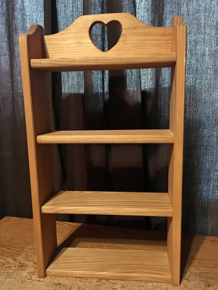 4 Tier Wood Wall Shelf with Heart