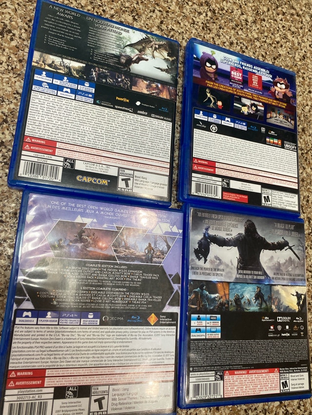 PS4 Games - Monster Hunter, South Park, Horizon, Shadow of Mordo - photo 3