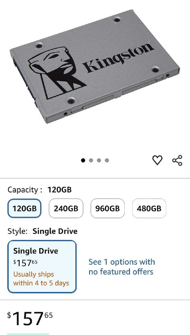 Kingston 120GB SSD - PC or Laptop Storage