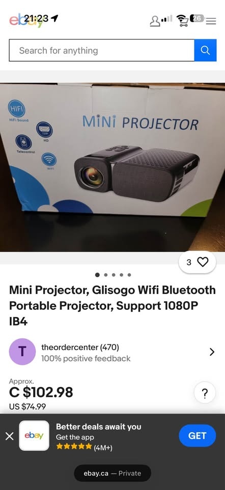 Glisogo Wifi Bluetooth Portable Mini Projector - photo 3