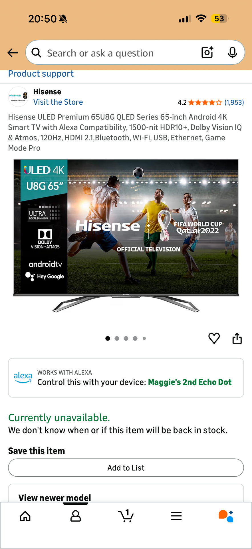 Hisense ULED Premium 65U8G QLED 65-inch Android 4K Smart TV - photo 2
