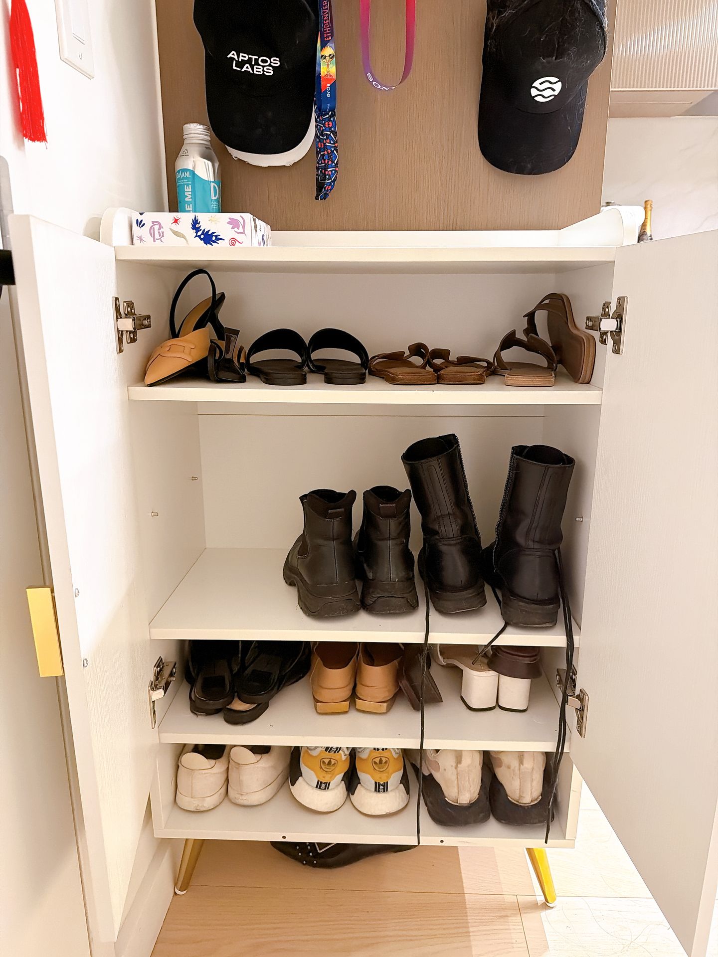 Nordic White Shoe Cabinet Shelves Entryway Shoe Cabinet - photo 3