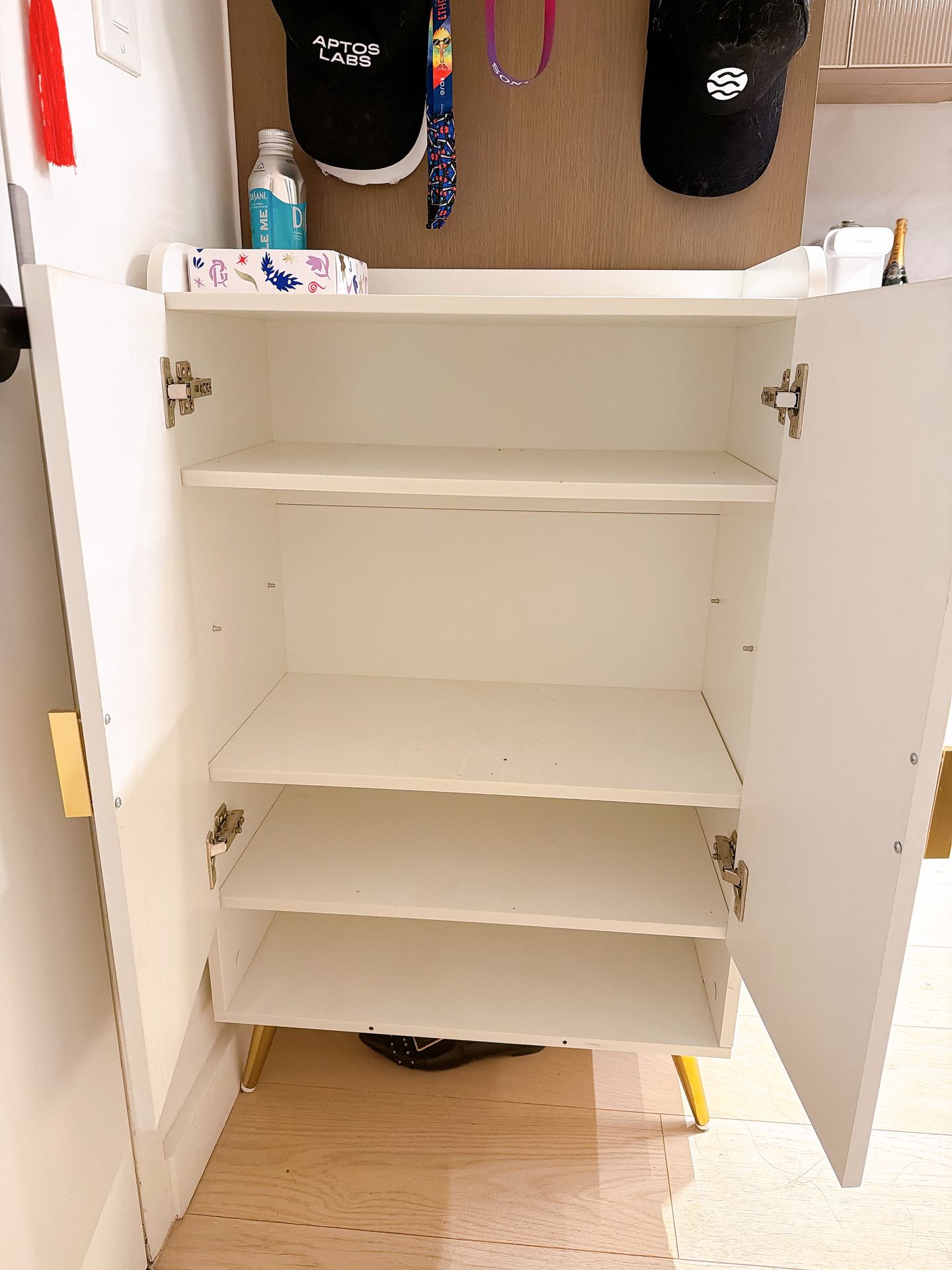 Nordic White Shoe Cabinet Shelves Entryway Shoe Cabinet - photo 4