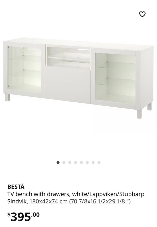 IKEA BESTÅ TV Stand with Glass Doors – White – Great Condition - photo 2