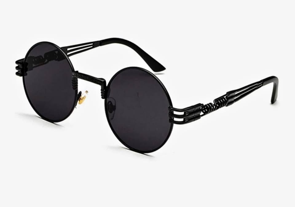 Black Round Sunglasses Retro Vintage Steampunk